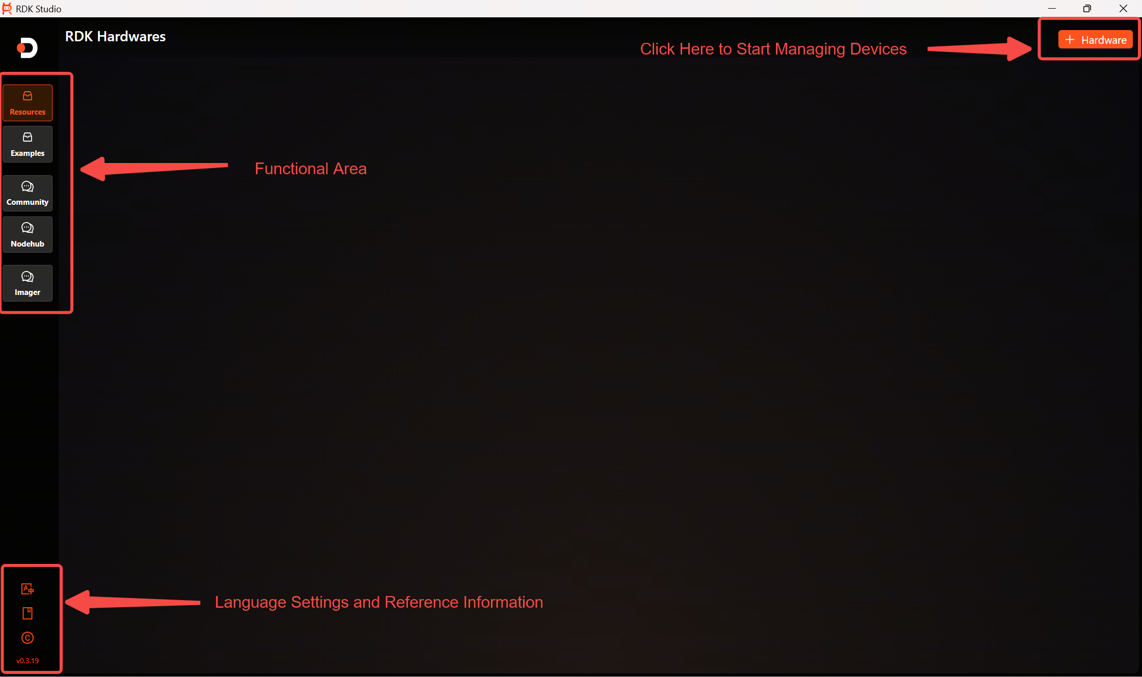 RDK Studio Home Page Interface Display